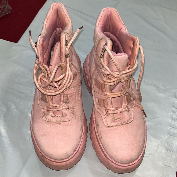 Pink Platform sneaker BOOTS eye hook lace up closure y2k coquette girl size 8.5 - Picture 2 of 12